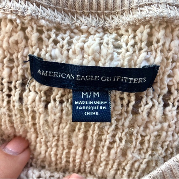 American Eagle Shimmery Pink Striped Sweater - Picture 3 of 5